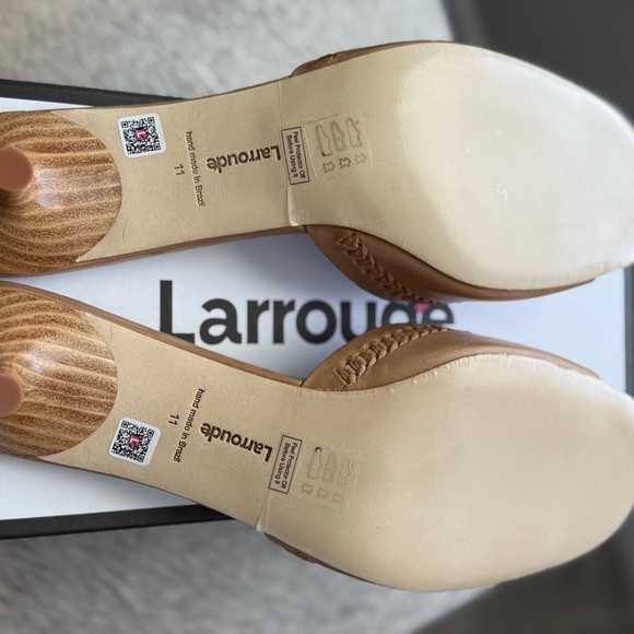 Larroude Tan Sandals with Gold Buckle - Picture 5 of 6